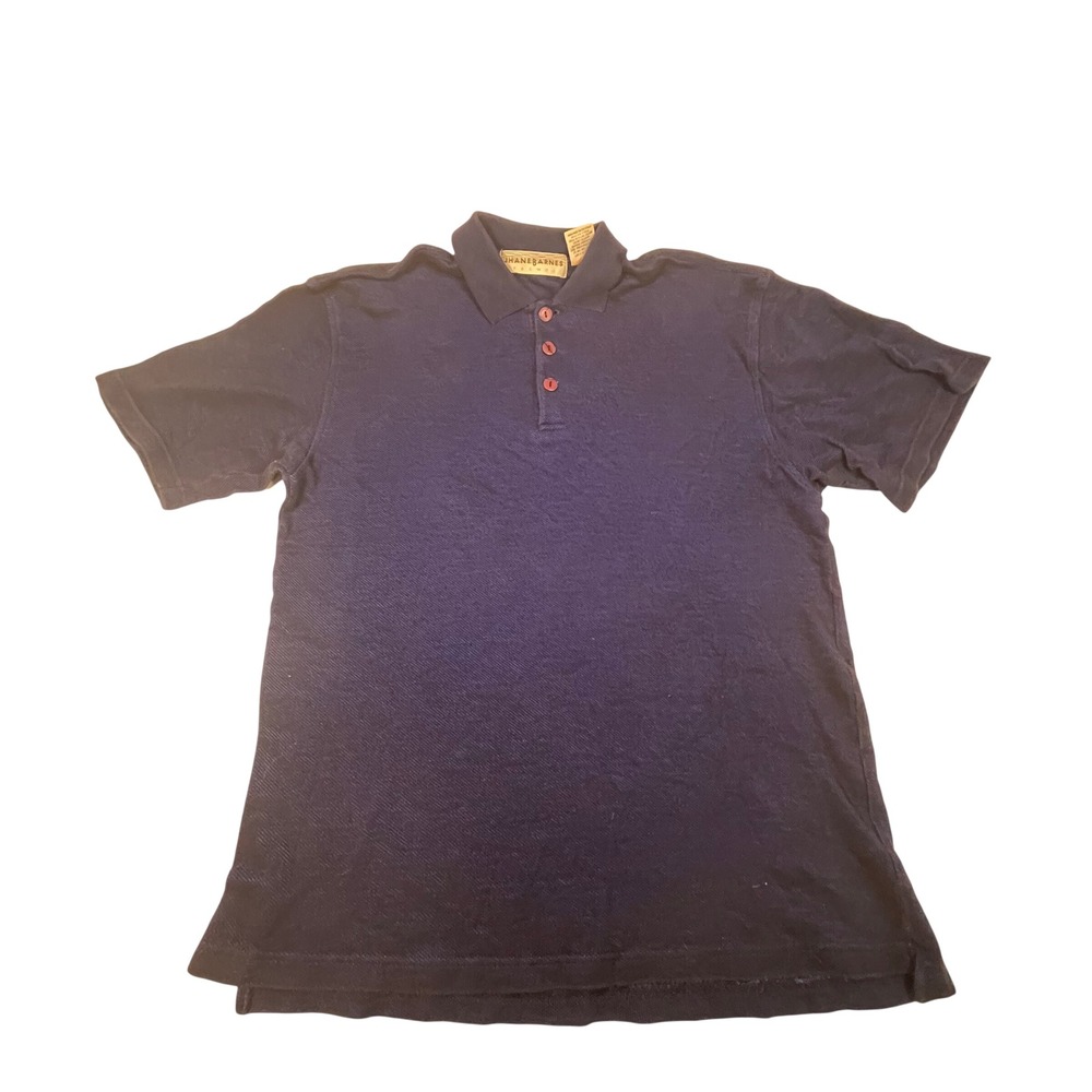 Jhane Barnes Mens Navy Blue Textured Knit Short Sleeve Polo Shirt Regular Fit